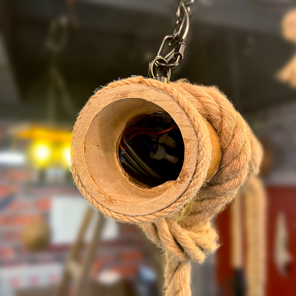 AlessioGlow - Retro hanglamp van metaal en hout