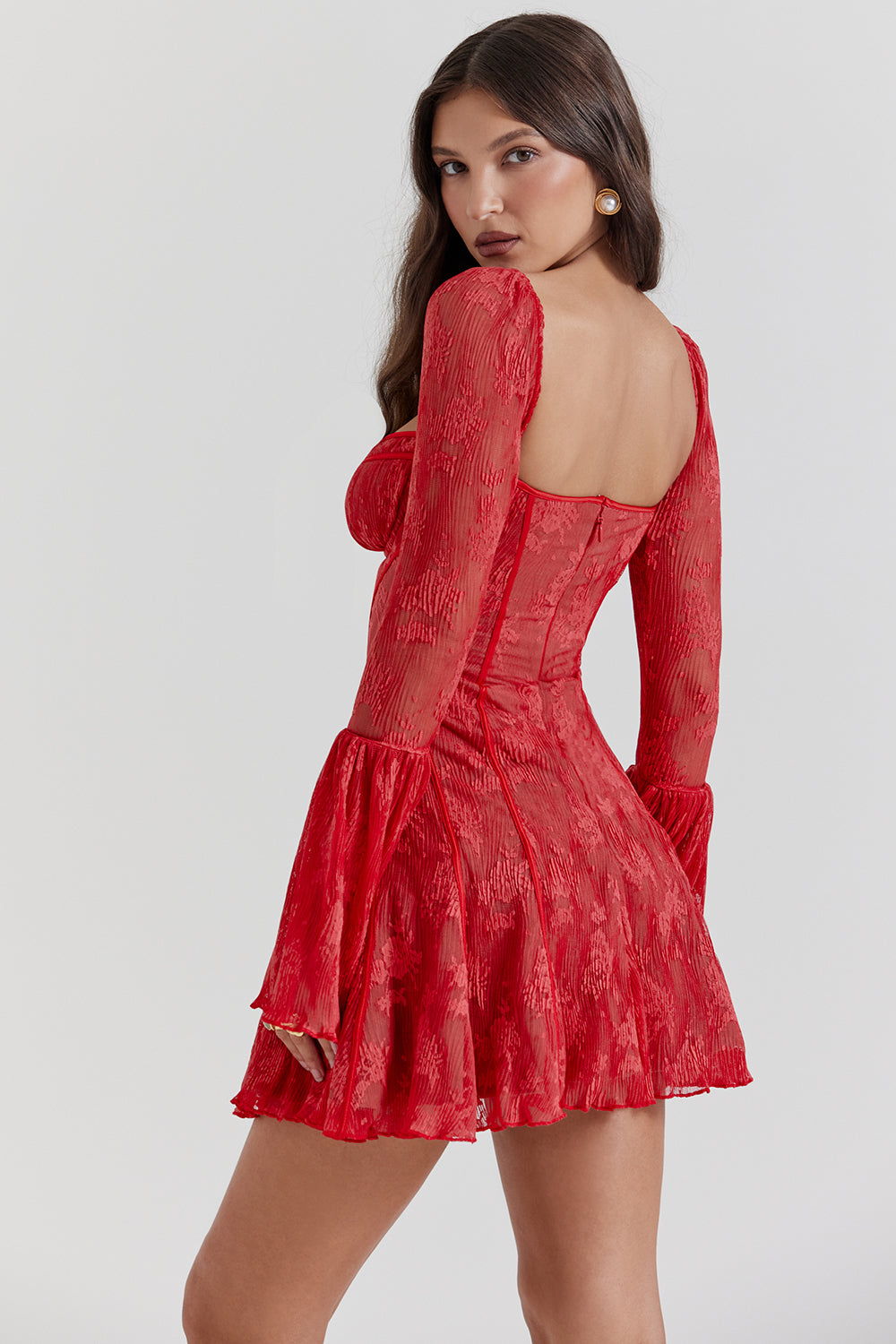 Sabrina - Vintage Lange Mouwen Mini Jurk