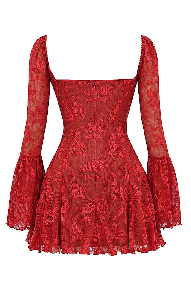 Sabrina - Vintage Lange Mouwen Mini Jurk
