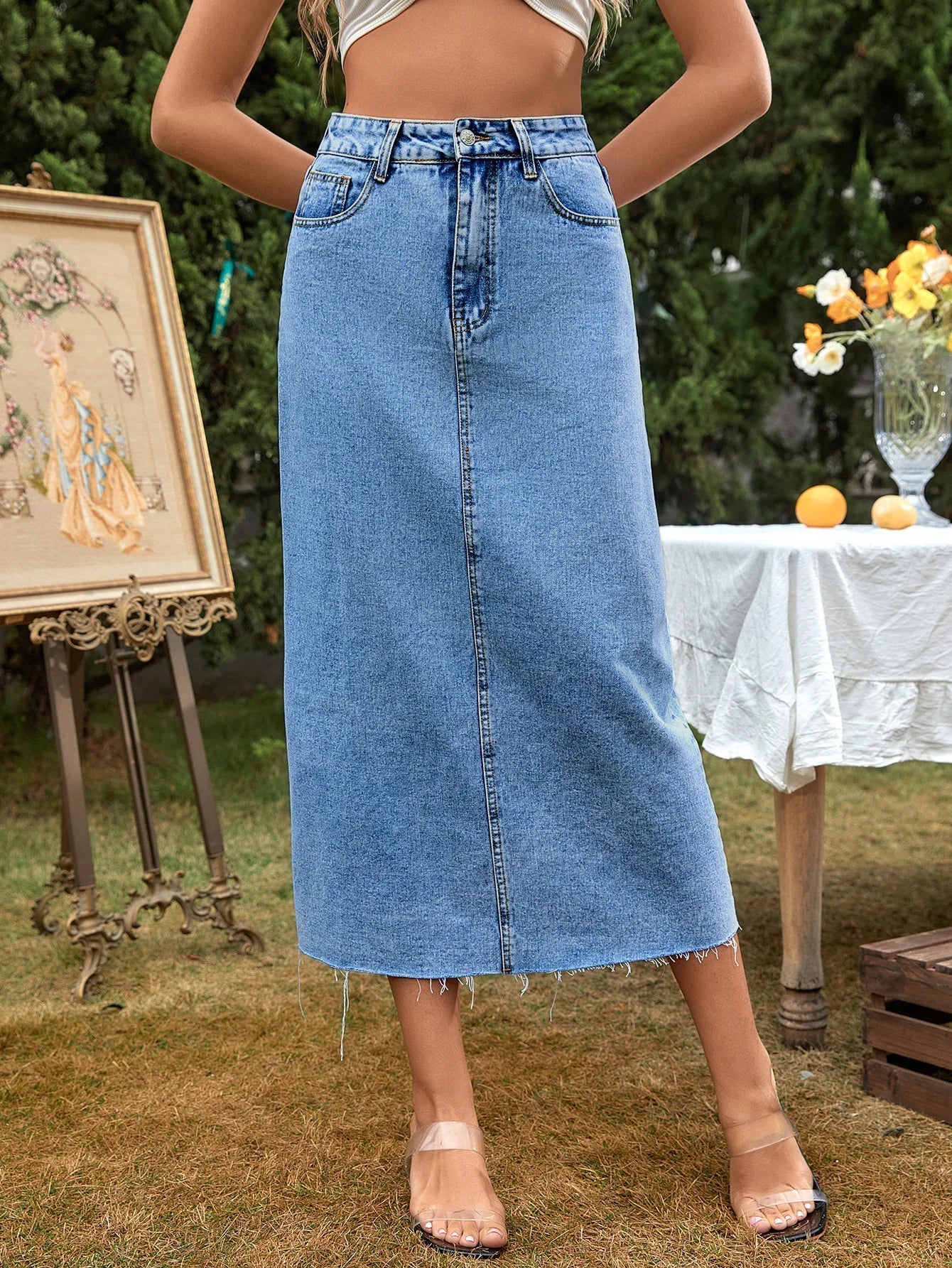 Ettore - Lange Denim Rok