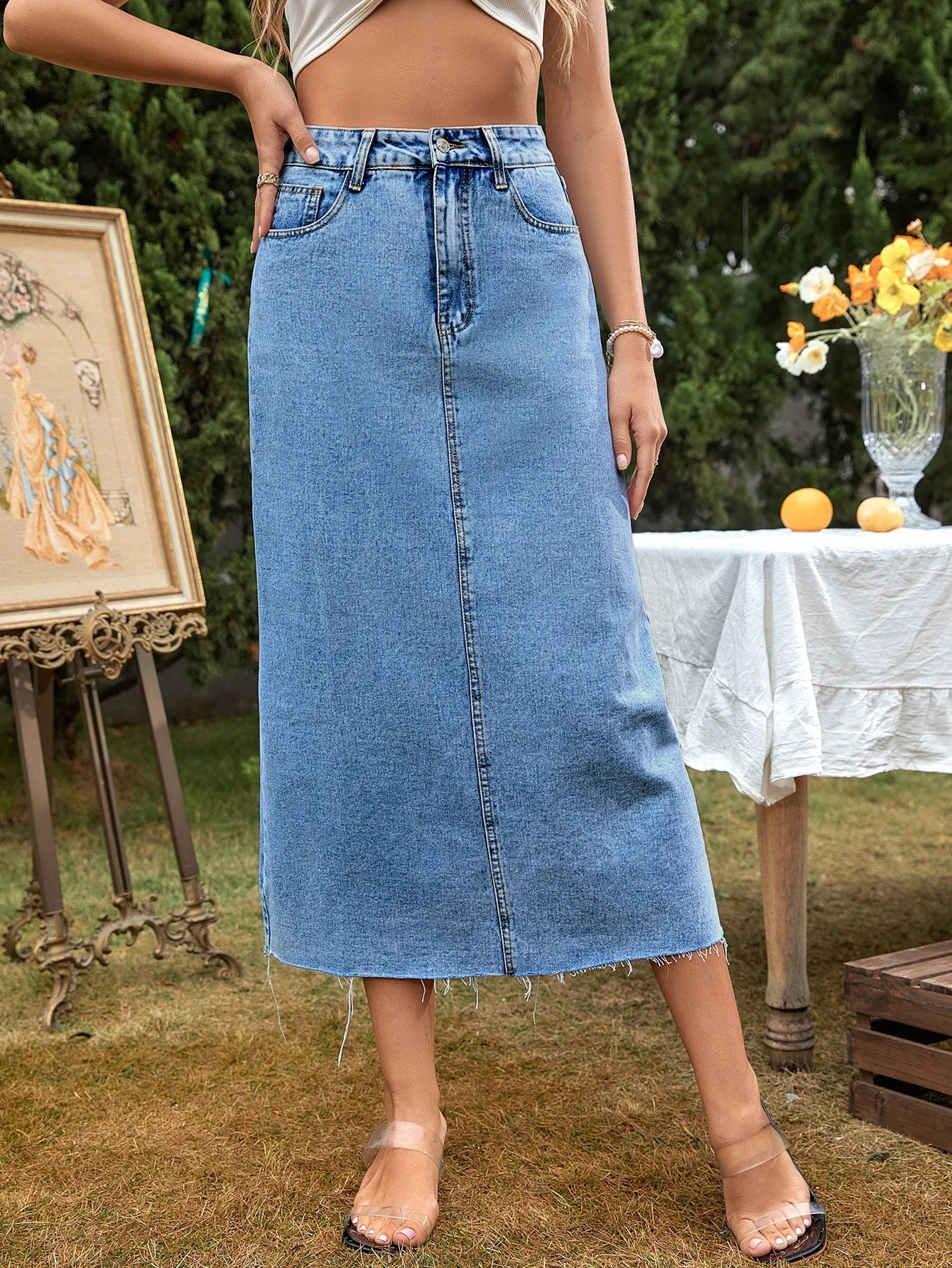 Ettore - Lange Denim Rok