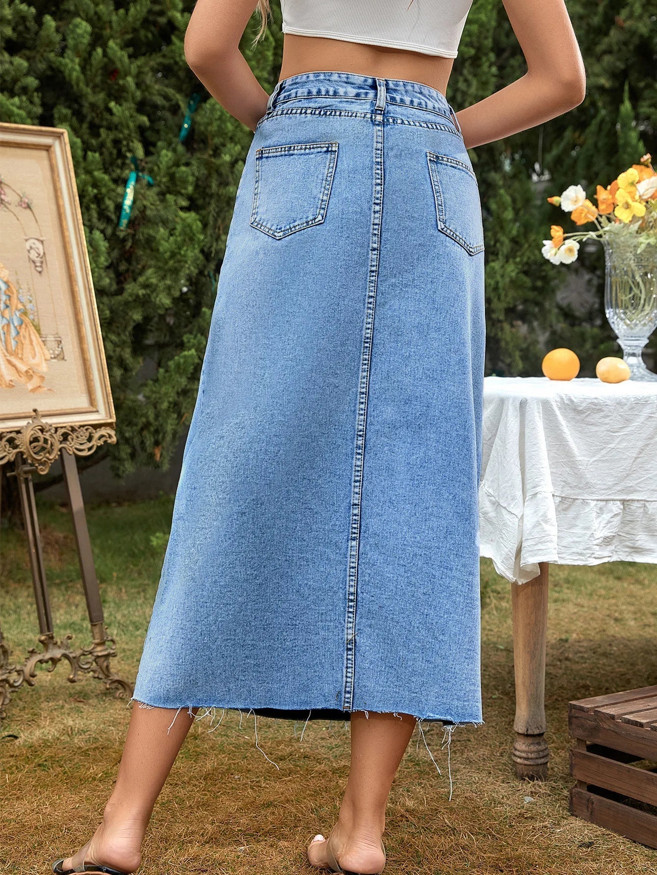 Ettore - Lange Denim Rok