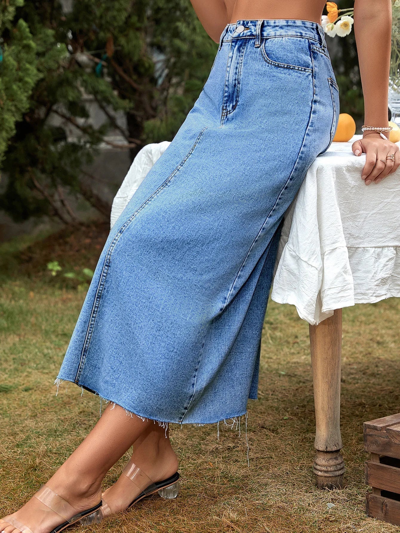 Ettore - Lange Denim Rok