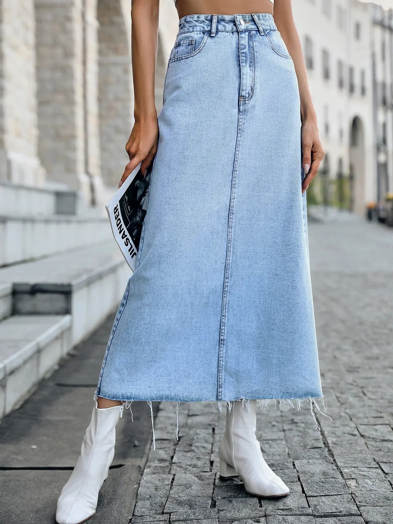Ettore - Lange Denim Rok