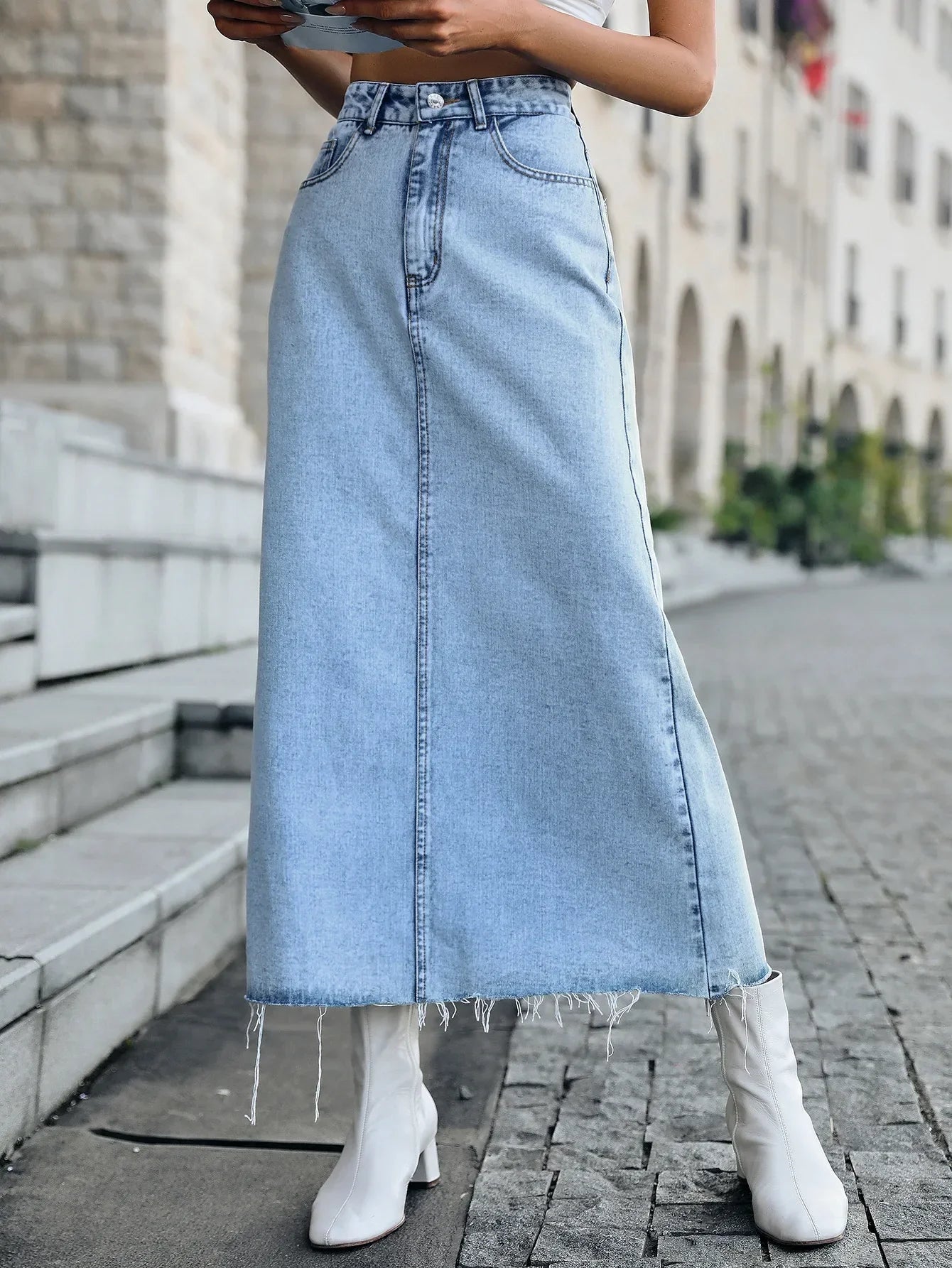 Ettore - Lange Denim Rok