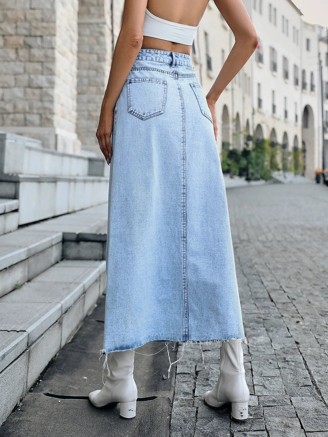 Ettore - Lange Denim Rok