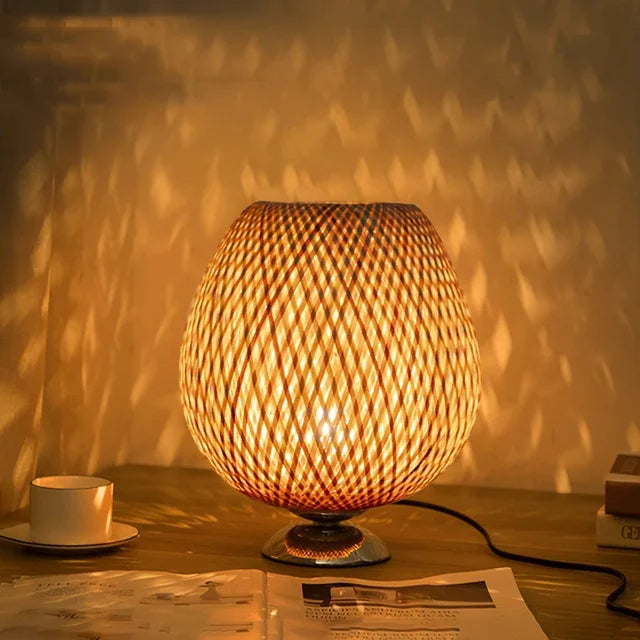 AntiqueBamboo - Vintage Bamboe Tafellamp