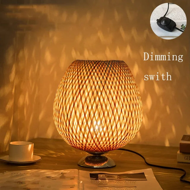 AntiqueBamboo - Vintage Bamboe Tafellamp