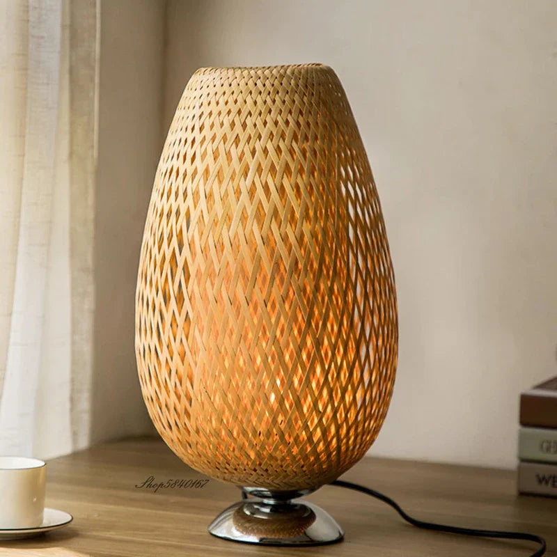 AntiqueBamboo - Vintage Bamboe Tafellamp
