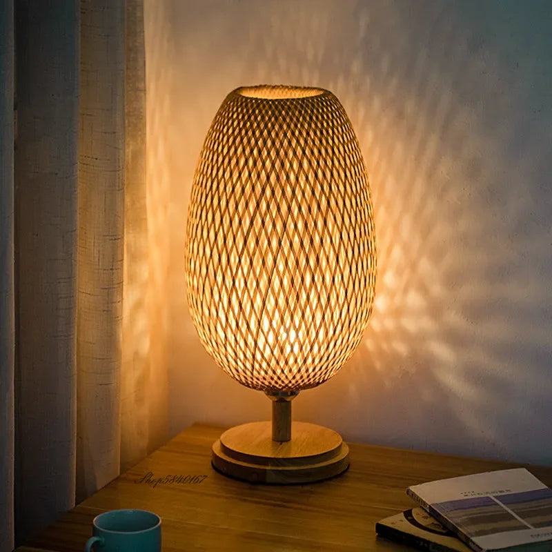 AntiqueBamboo - Vintage Bamboe Tafellamp