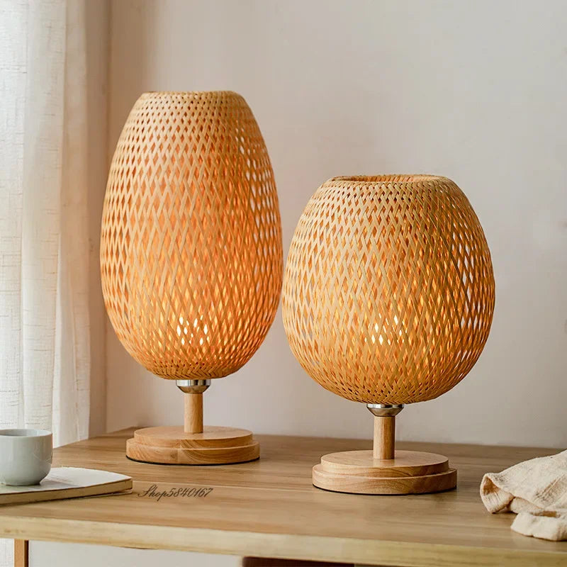 AntiqueBamboo - Vintage Bamboe Tafellamp
