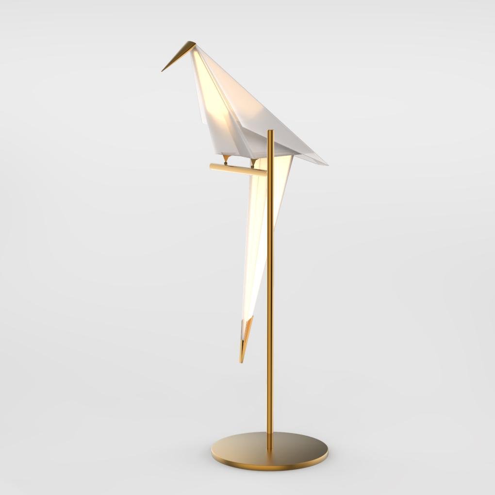 ArtiLicht - Gouden Tafellamp met Origami Kraanvogel Ontwerp