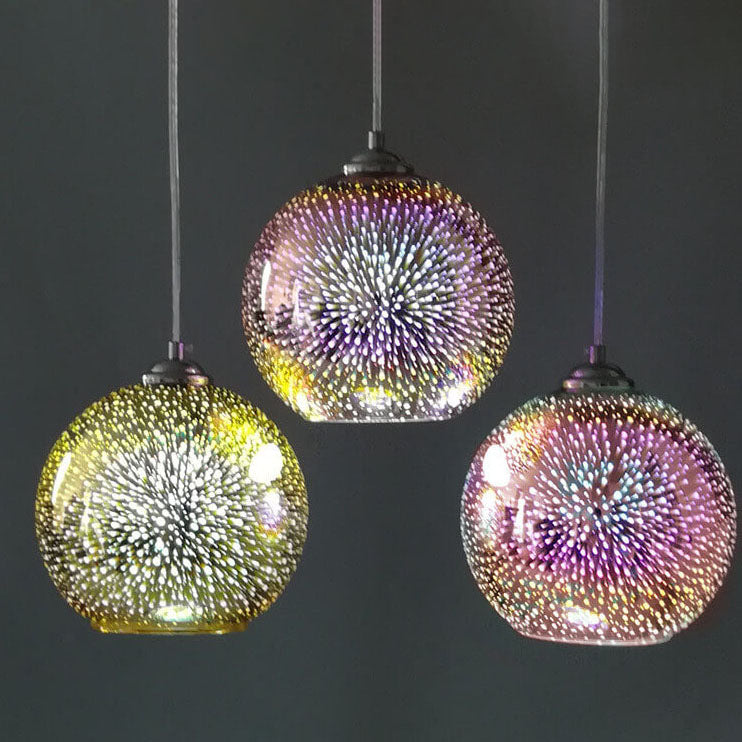 Moderne Creatieve 3D Kleurrijke Vuurwerk Glas 1-Licht Koepel Hanglamp