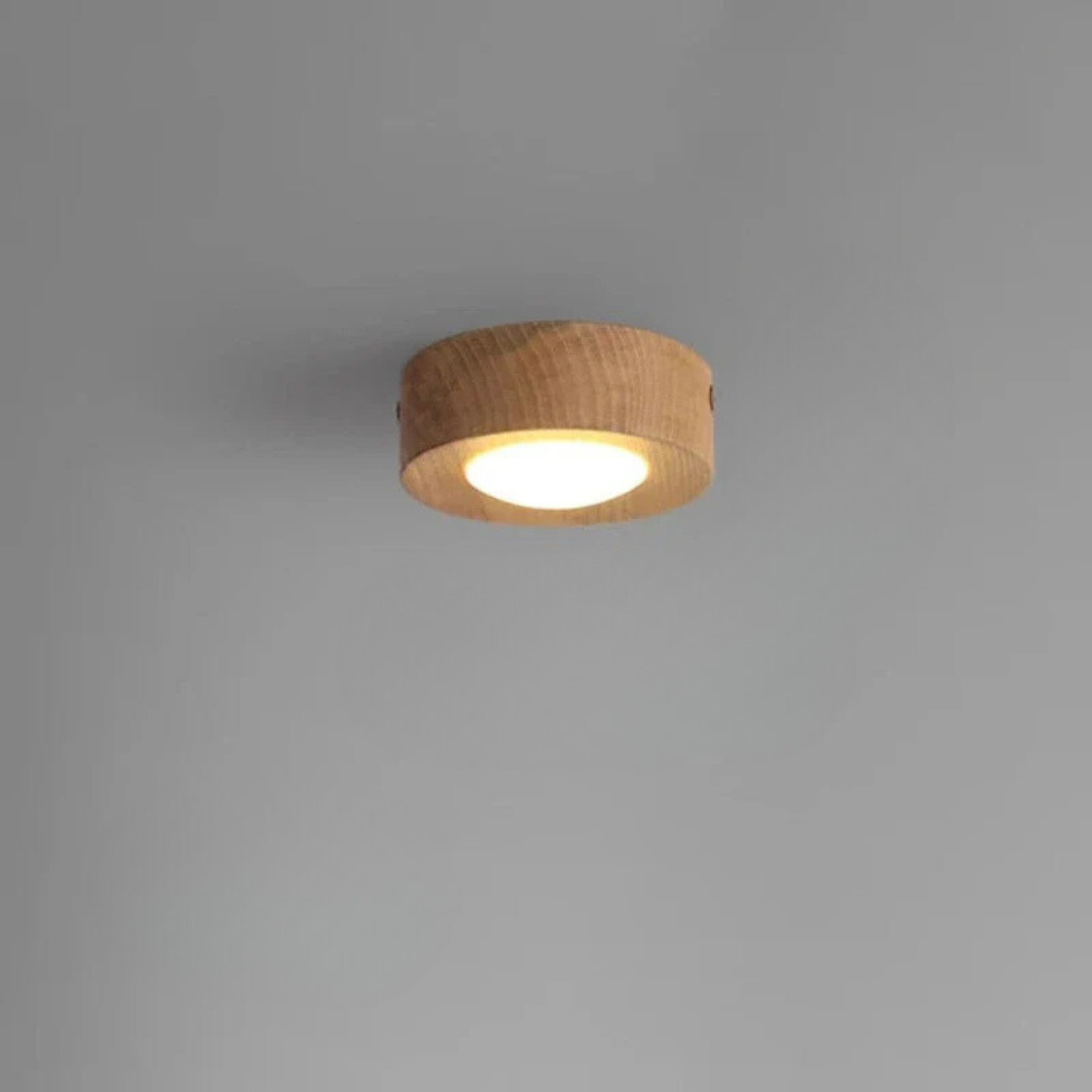 WoodenGlow - Walnoot Plafondlamp met LED Schijnwerper