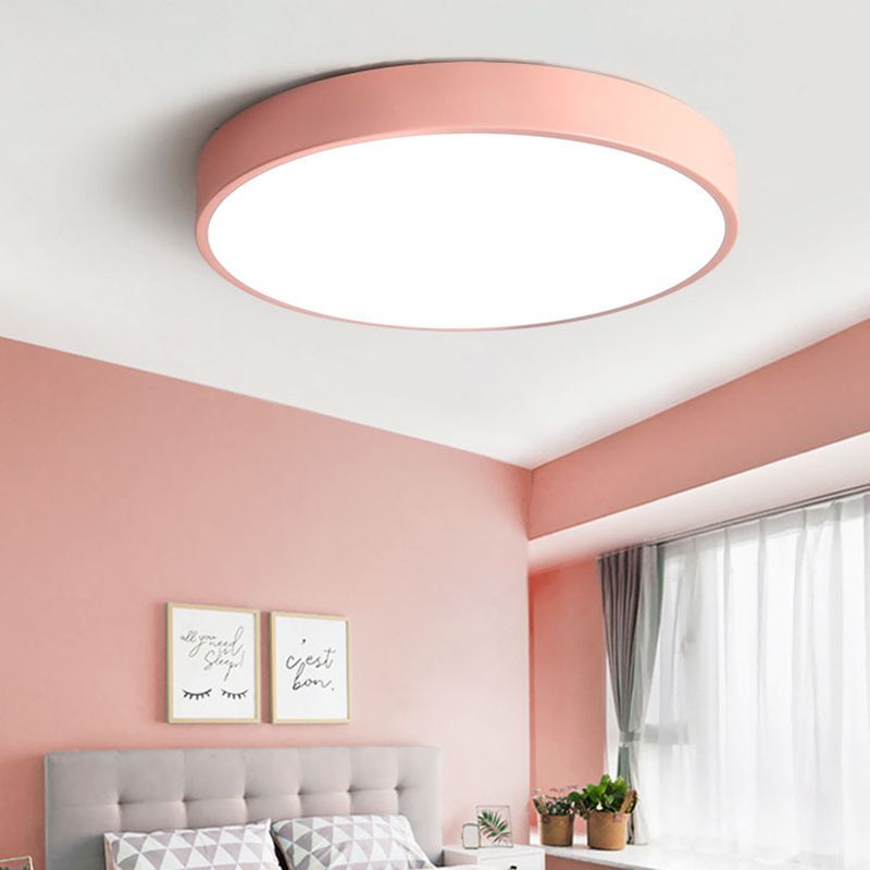 Morandi Moderne Ronde LED Plafondlamp Roze Grijs Metaal Woonkamer