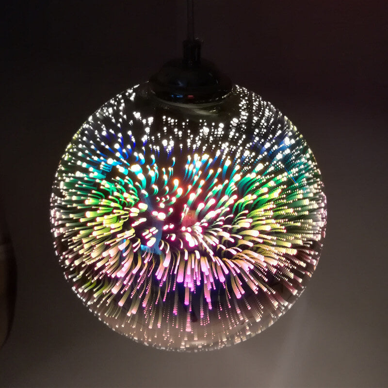 Moderne Creatieve 3D Kleurrijke Vuurwerk Glas 1-Licht Koepel Hanglamp