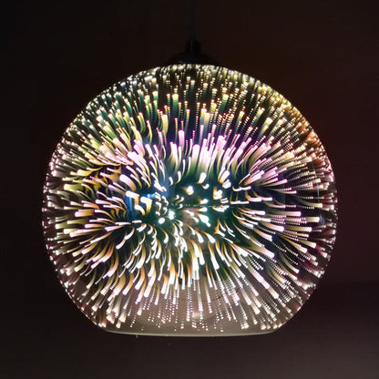 Moderne Creatieve 3D Kleurrijke Vuurwerk Glas 1-Licht Koepel Hanglamp