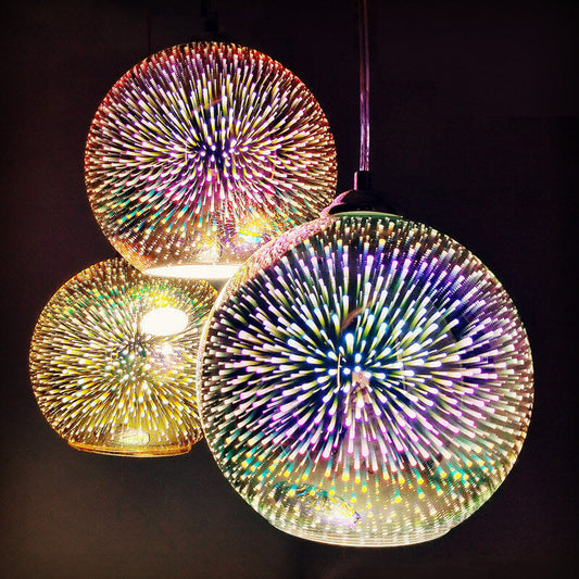 Moderne Creatieve 3D Kleurrijke Vuurwerk Glas 1-Licht Koepel Hanglamp