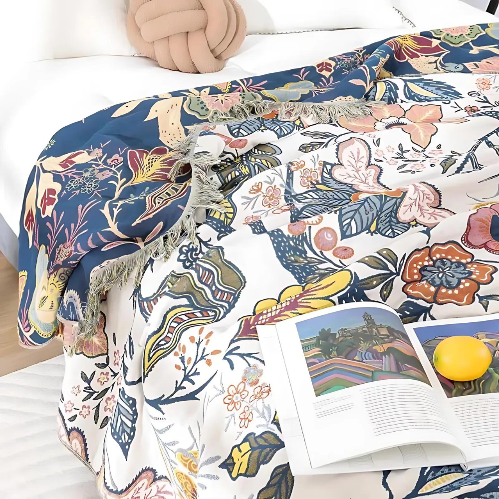 Bora Boho Throw | Lichte Katoenmix met Bloemendessin 5