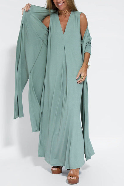 Deena - Flowing Maxi Dress met Cardigan