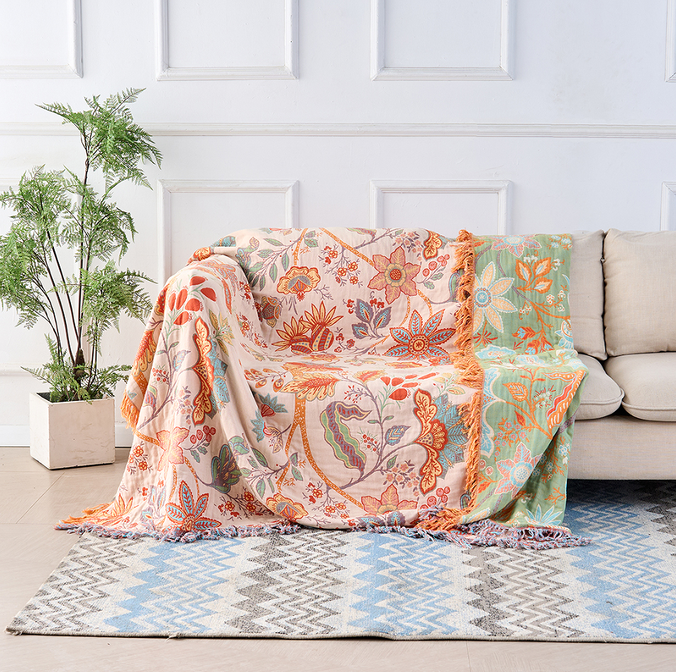 Fleur Bohemian Throw | Ademend Katoenmix, Lichtgewicht Decoratie 0