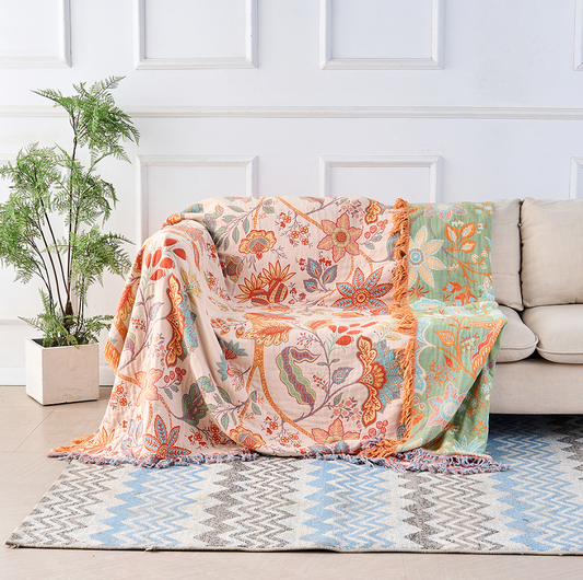 Fleur Bohemian Throw | Ademend Katoenmix, Lichtgewicht Decoratie 0