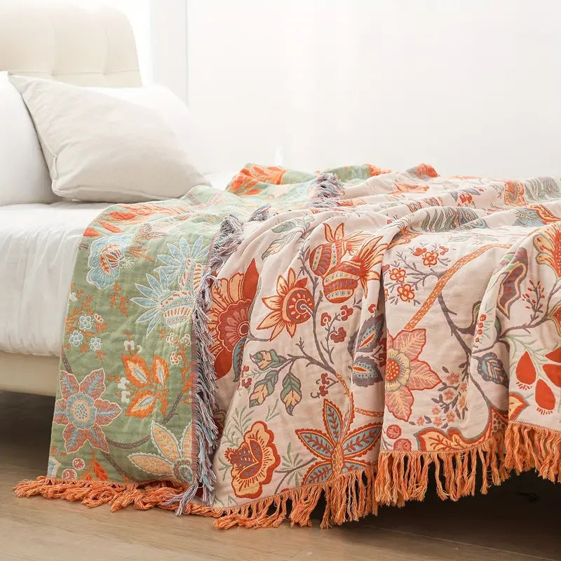 Fleur Bohemian Throw | Ademend Katoenmix, Lichtgewicht Decoratie 1