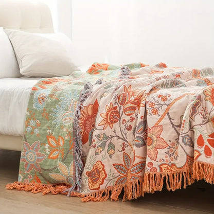 Fleur Bohemian Throw | Ademend Katoenmix, Lichtgewicht Decoratie 1