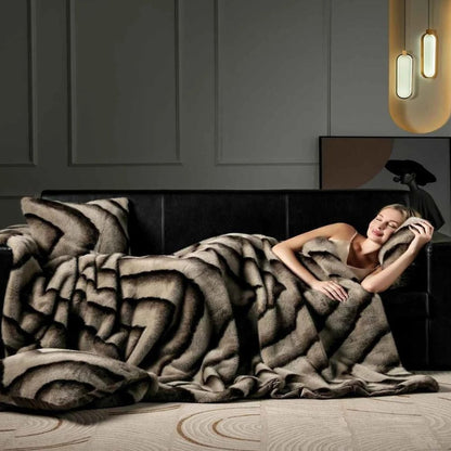 Mavi Warmte Deken | Ultrazacht Imitatiebont met Ruches 6