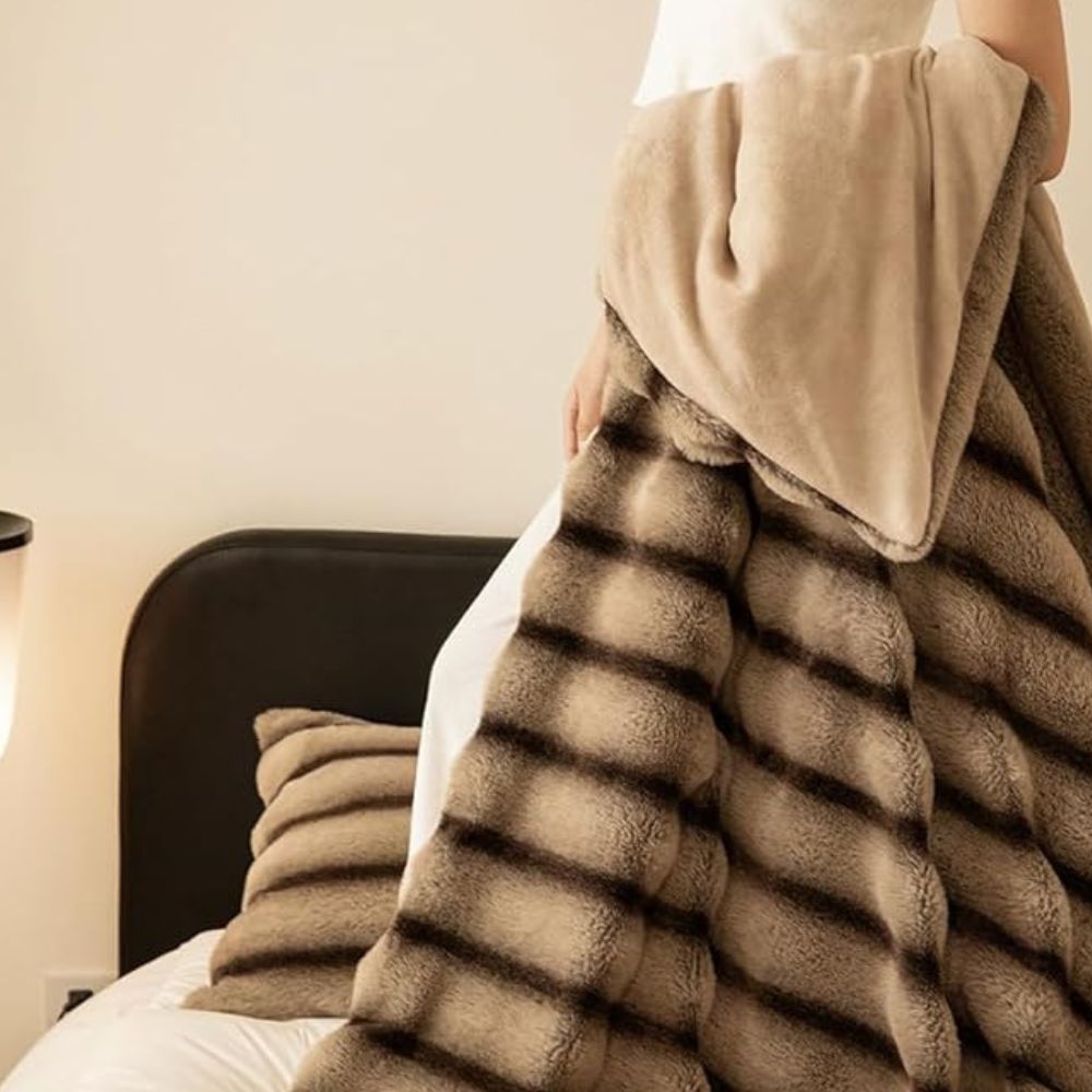 Mavi Warmte Deken | Ultrazacht Imitatiebont met Ruches 7