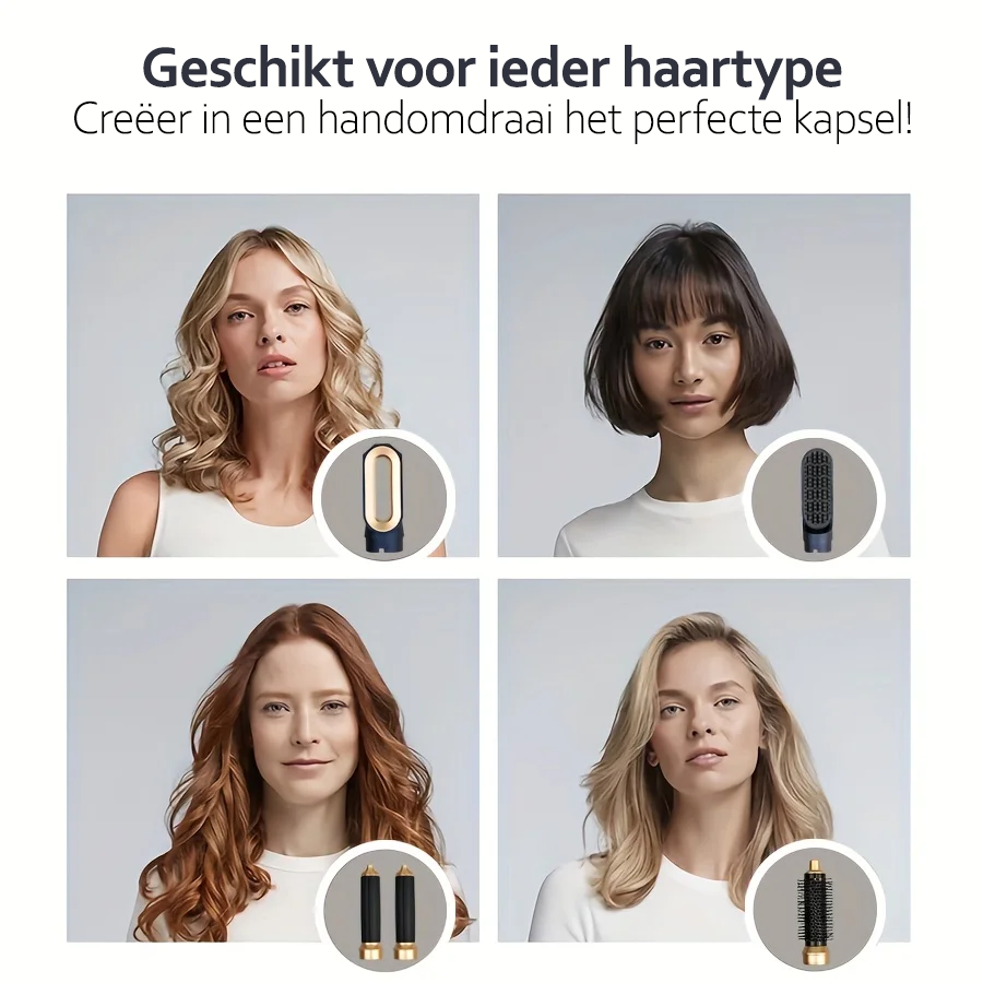 5-in-1 Haarstyler met Krachtige Föhn, Stijler, Kruller