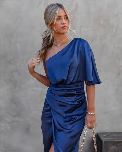 Allena - Off-shoulder Midi Jurk met Vleermuismouwen