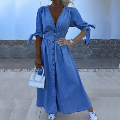 Heather - Vintage Vibes Denim Maxi Jurk