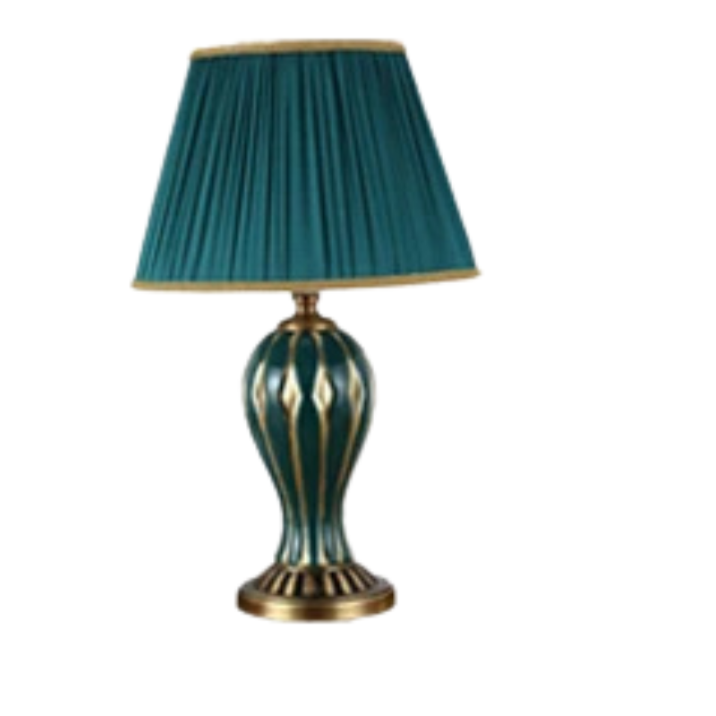 AntiqueGlow - Handbeschilderde Blauwe Keramische Bureaulamp voor de Woonkamer